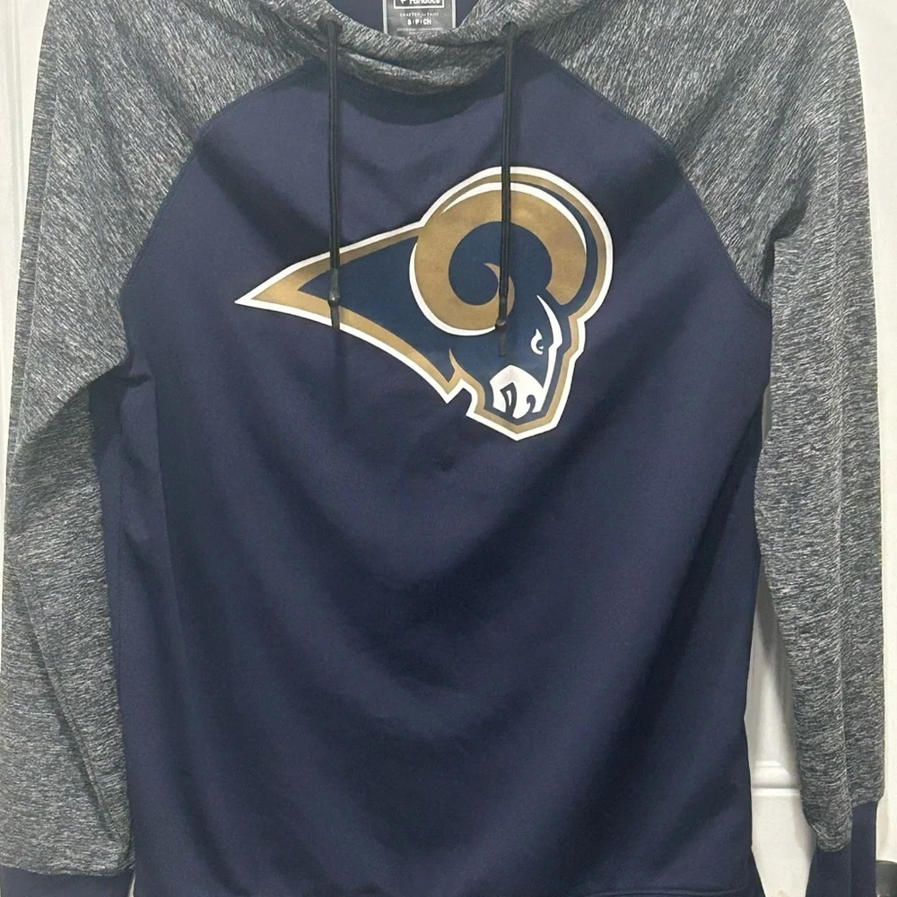 Fanatics Men’s Los Angeles Rams Navy/Heathered Gray Pullover Hoodie Size S